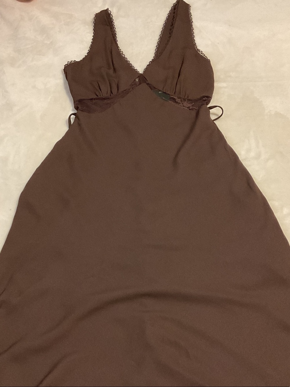 wild fable Brown Lace-Trim Maxi Slip Dress